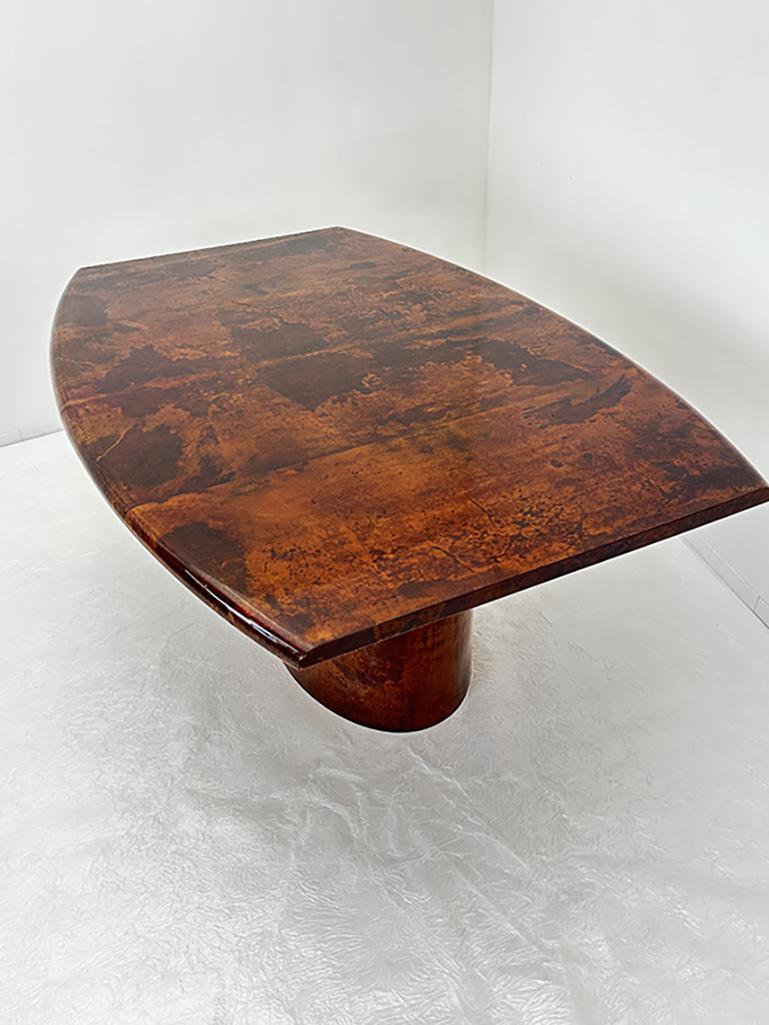 Mid-Century Modern tavolo da Pranzo en pelle di capra di Aldo Tura en vente
