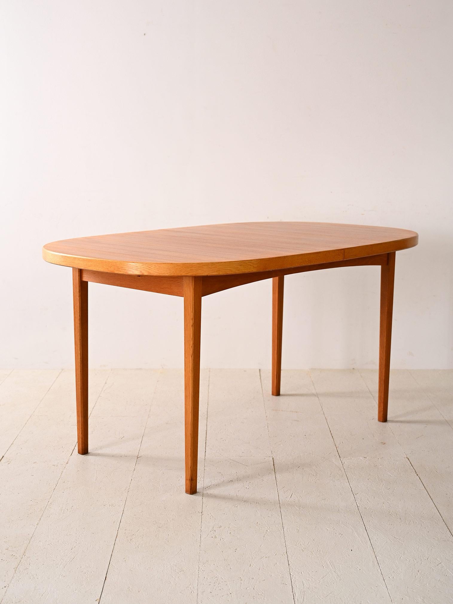 Scandinavian Teak dining table with round corners For Sale