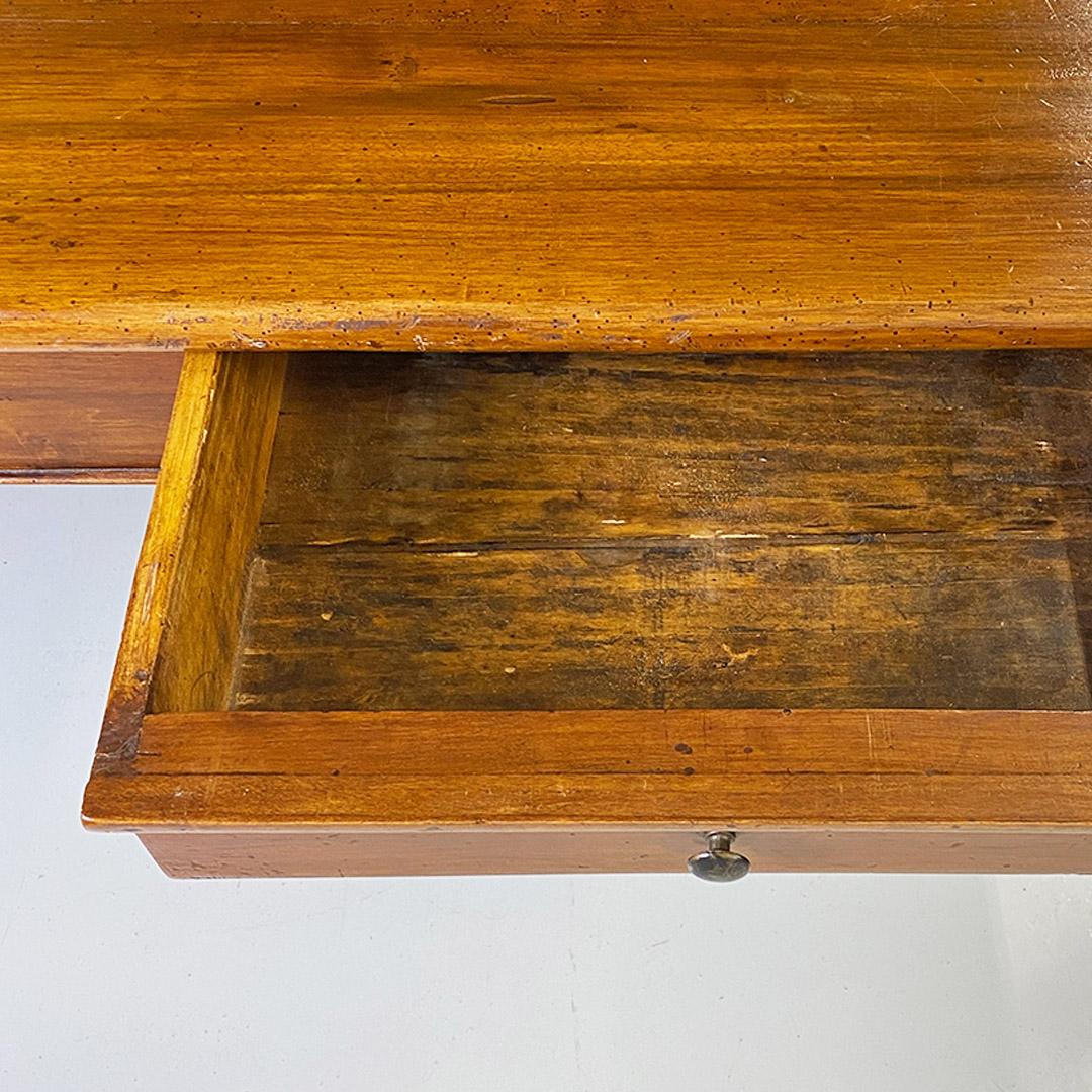 Italian dining table, antique, solid walnut with two drawers, c. 1900. For Sale 6