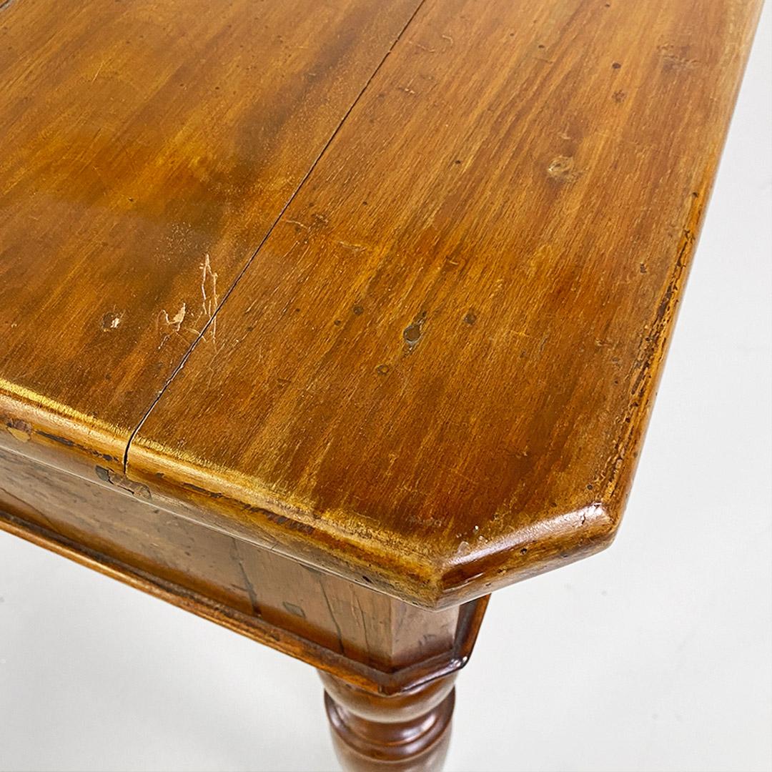 Early 20th Century Italian dining table, antique, solid walnut with two drawers, c. 1900. For Sale