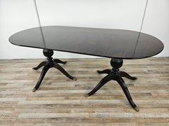 Table de salle à manger ovale en palissandre et laiton, Italie, années 1960