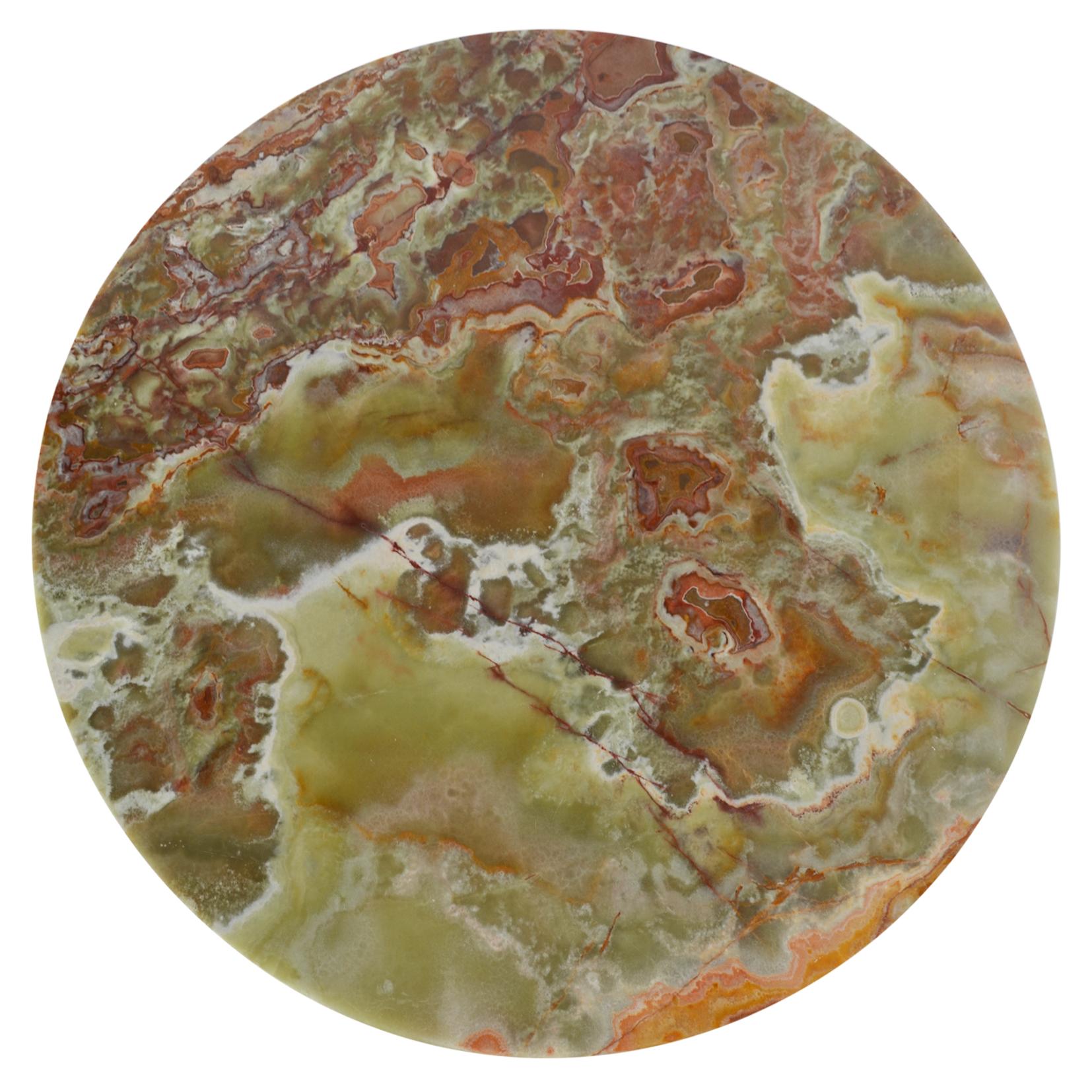 Italian Table ronde Onyx Vert Bronze base colorée Fait main en Italie par Cupioli en vente