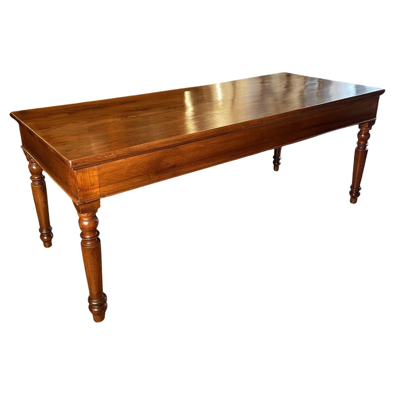 Tavolo da Pranzo Rettangolare  Italiano con Cassetti in Noce Metà 1800 en venta 2