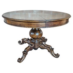 Extendable walnut and burl walnut round dining table 20th century