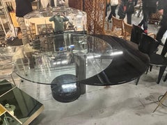 Round dining table with marble base by Mario Mazzer for Zanette 1980s
