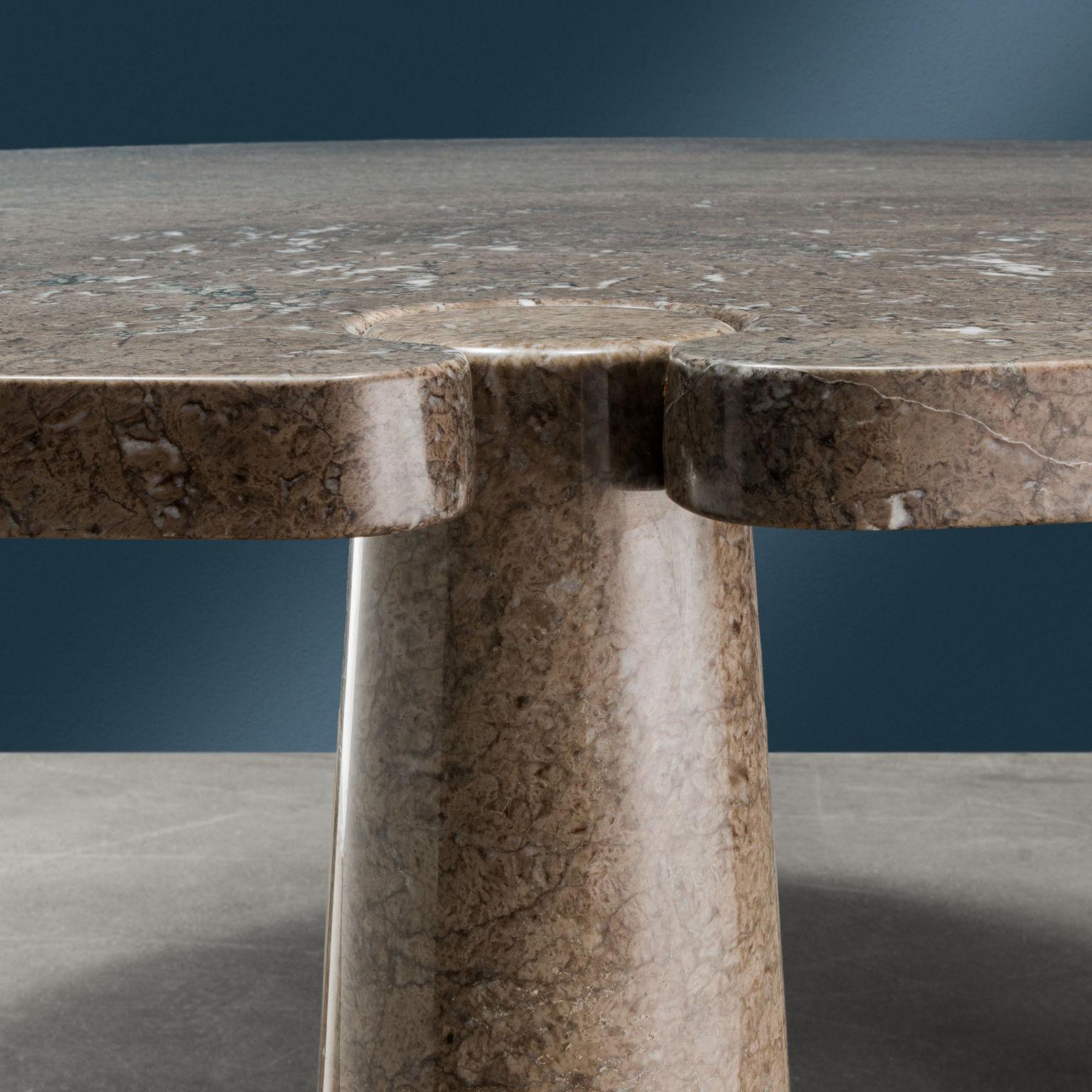 Late 20th Century Angelo Mangiarotti 'Eros' series dining table for Skipper in gray marble. For Sale