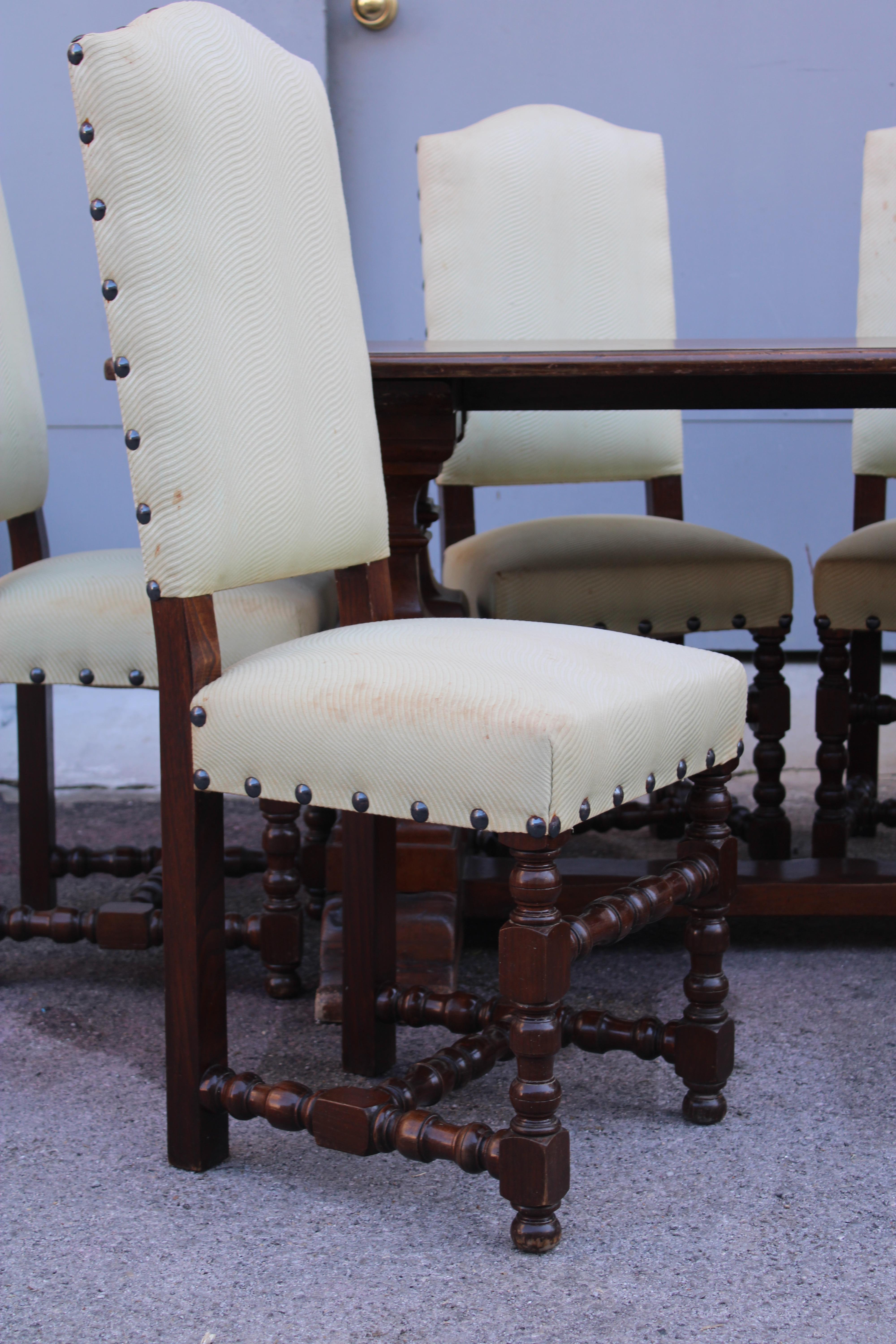 Toscano Fratino table de salle à manger rectangulaire en noyer avec 6 chaises en châtaignier en vente 6