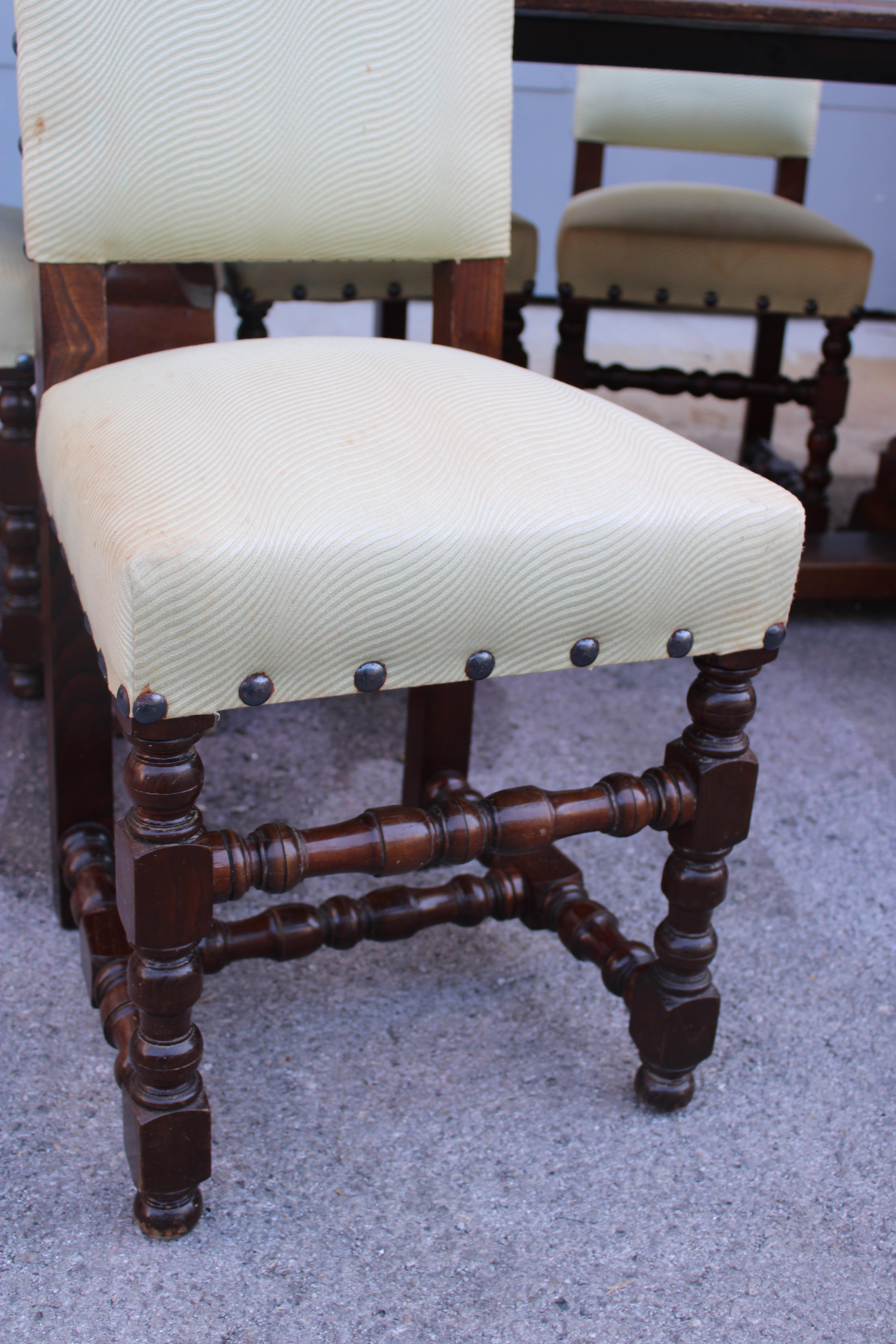 Toscano Fratino table de salle à manger rectangulaire en noyer avec 6 chaises en châtaignier en vente 8