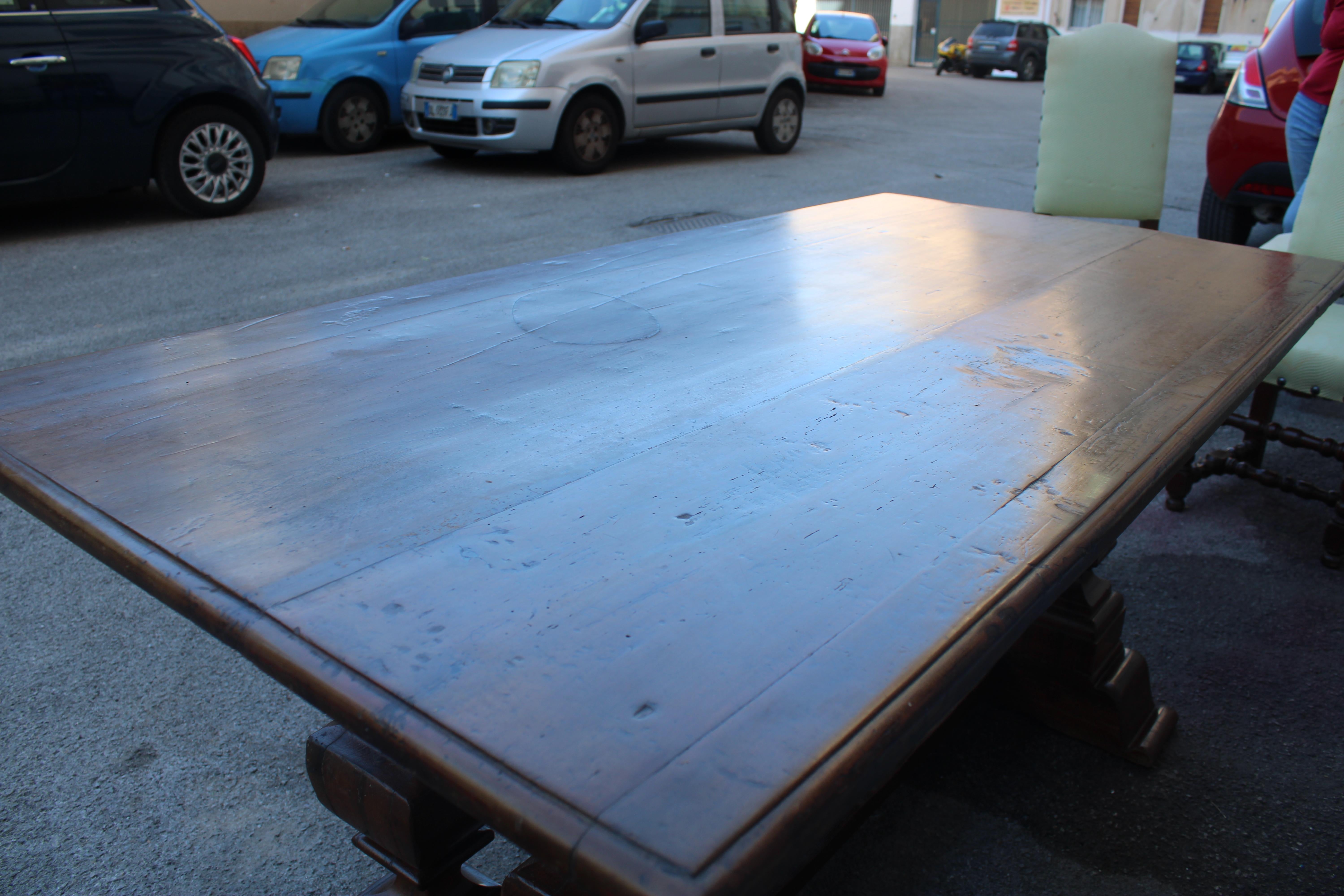 Toscano Fratino table de salle à manger rectangulaire en noyer avec 6 chaises en châtaignier en vente 12