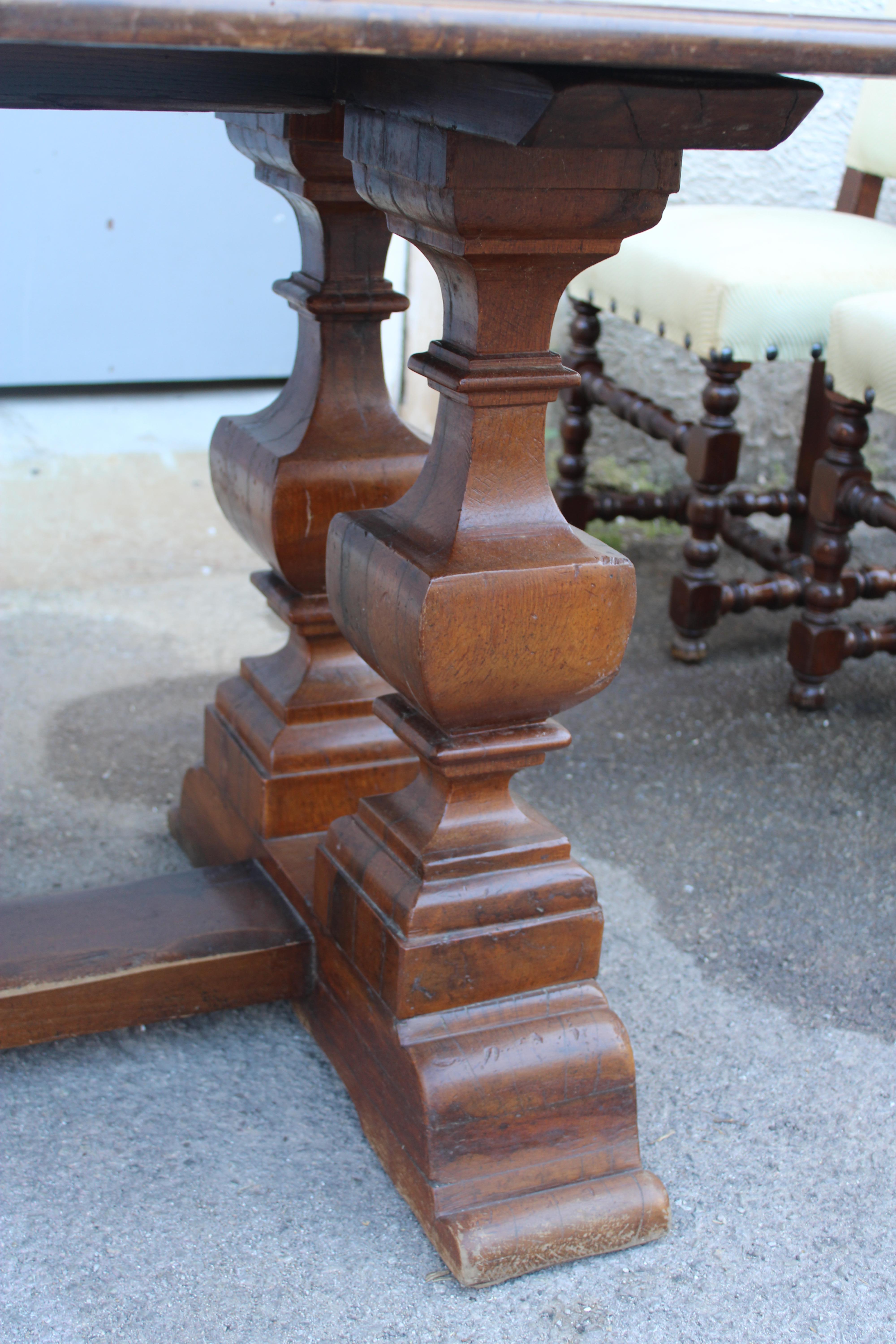 Toscano Fratino table de salle à manger rectangulaire en noyer avec 6 chaises en châtaignier Bon état - En vente à Palermo, Sicily
