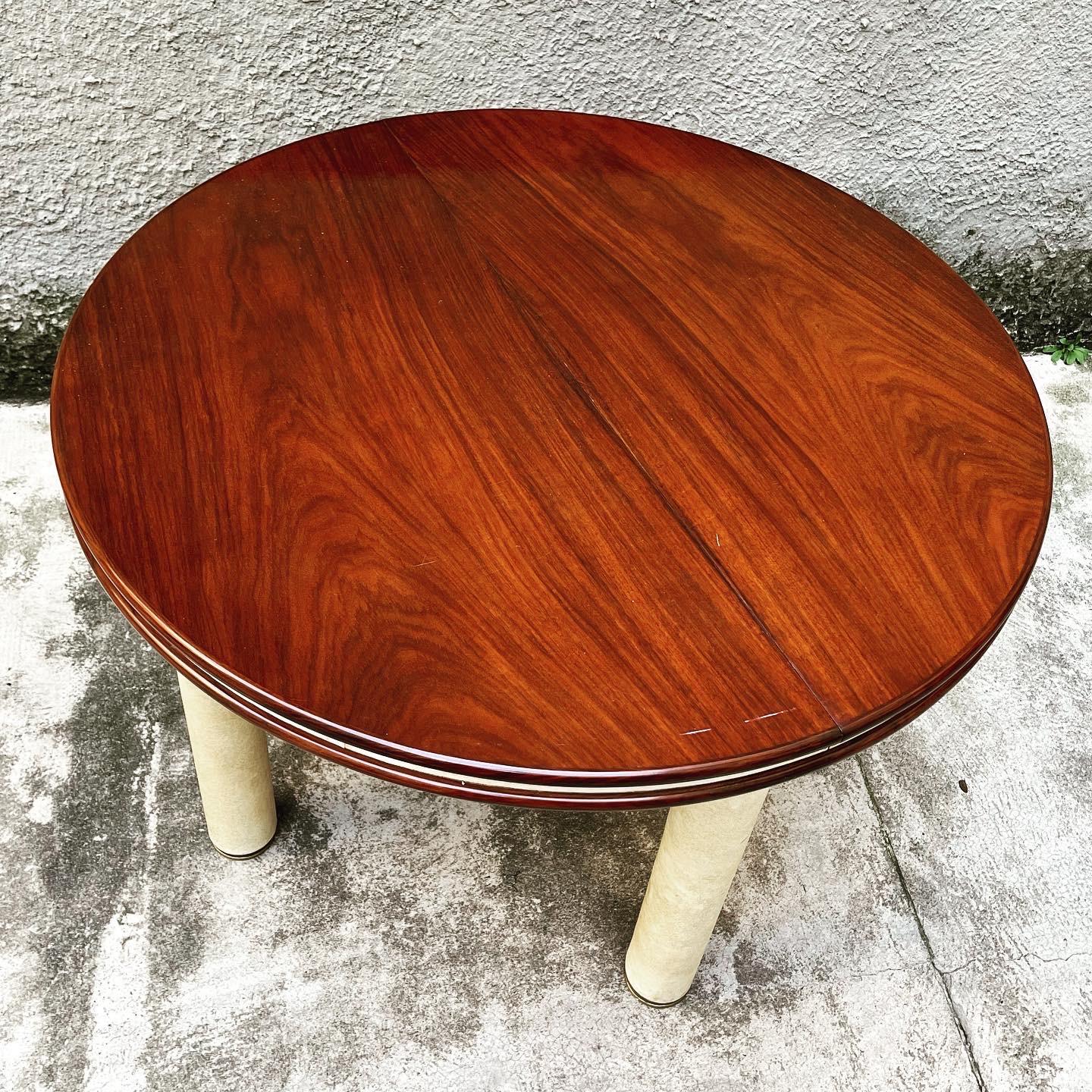 Italian Vintage Teak and Parchment Dining Table - Italy 1960s For Sale
