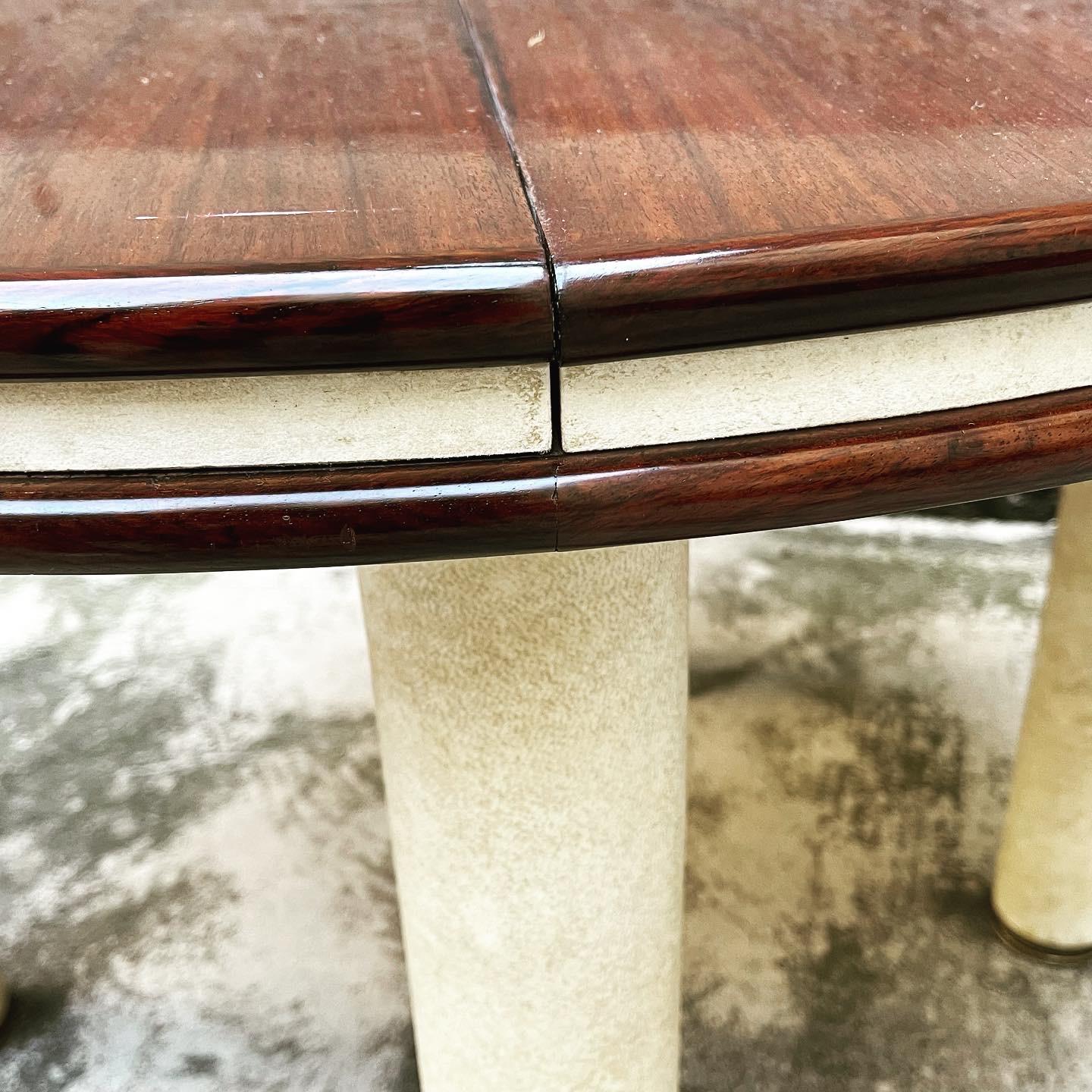20th Century Vintage Teak and Parchment Dining Table - Italy 1960s For Sale