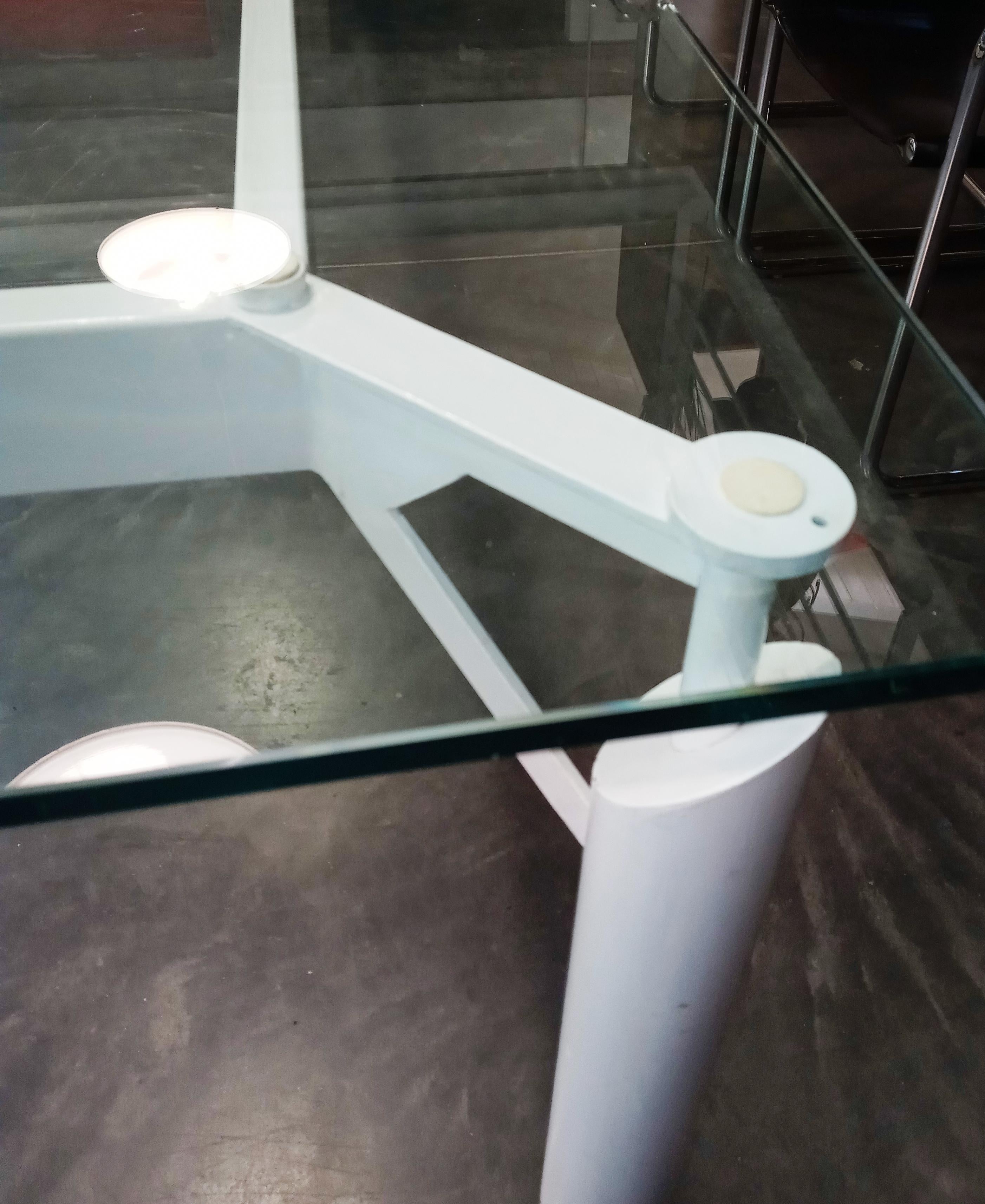 Tisch da riunioni o da pranzo, Sockel aus Eisen im Zustand „Relativ gut“ im Angebot in Felino, IT
