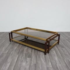 Table de salon Design Hollywood Regency 70s Geometric Vintage Brass