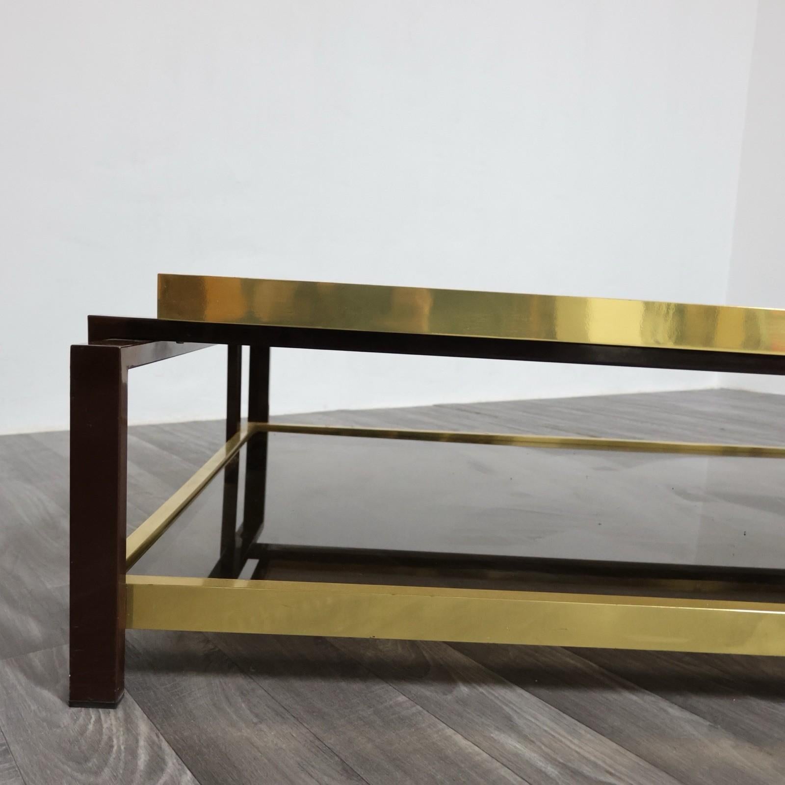 Tavolo Da Salotto Design Hollywood Regency Anni '70 Geometrico Ottone Vintage en vente 3