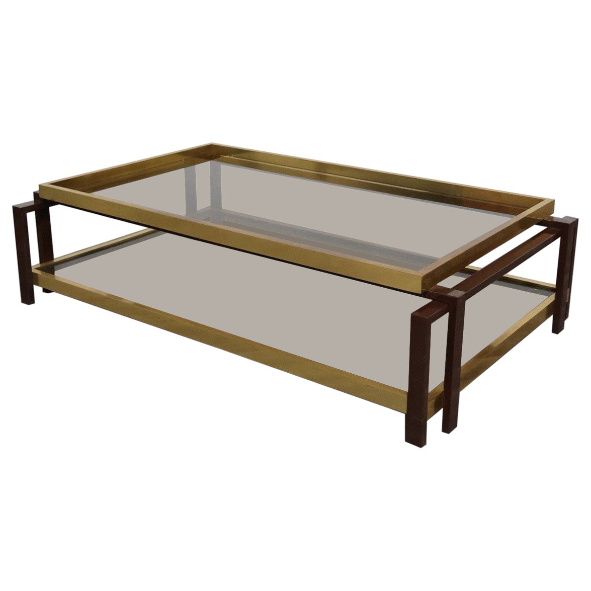 Tavolo Da Salotto Design Hollywood Regency Anni
70 Geometrico Ottone Vintage