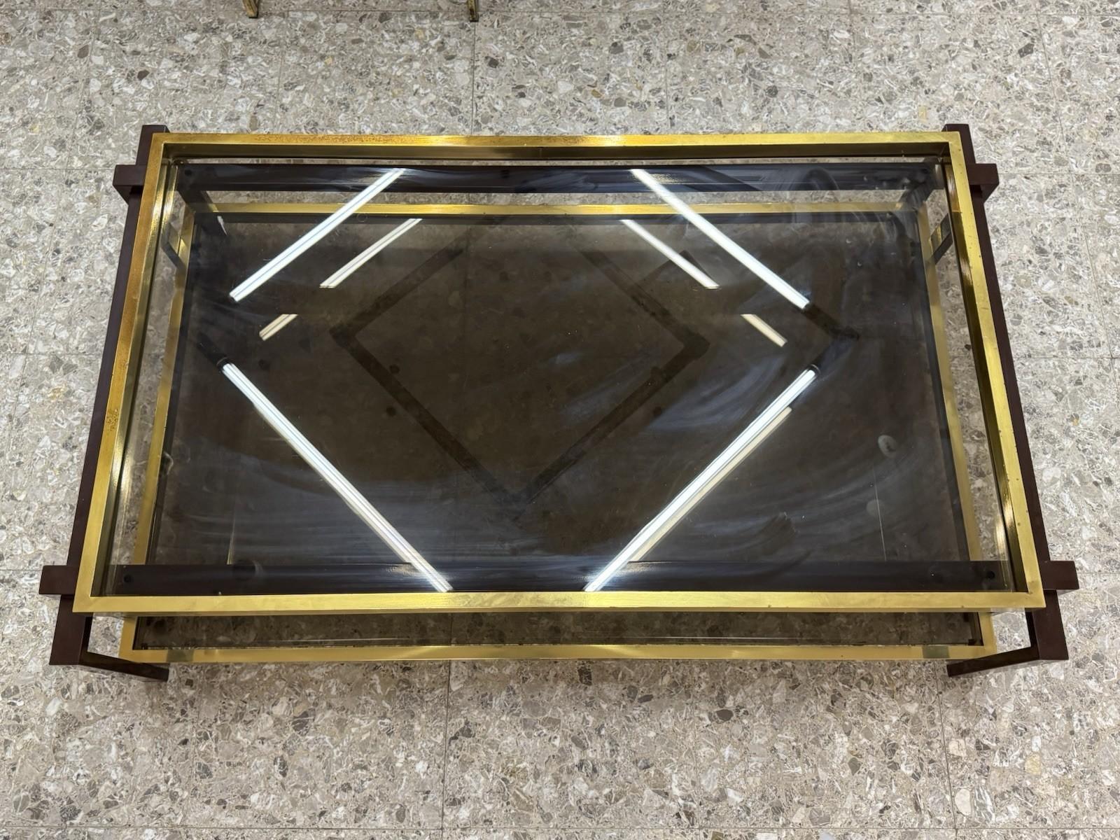 Tavolo Da Salotto Hollywood Regency Anni ‘70 Geometrico Metallo Dorato im Angebot 5