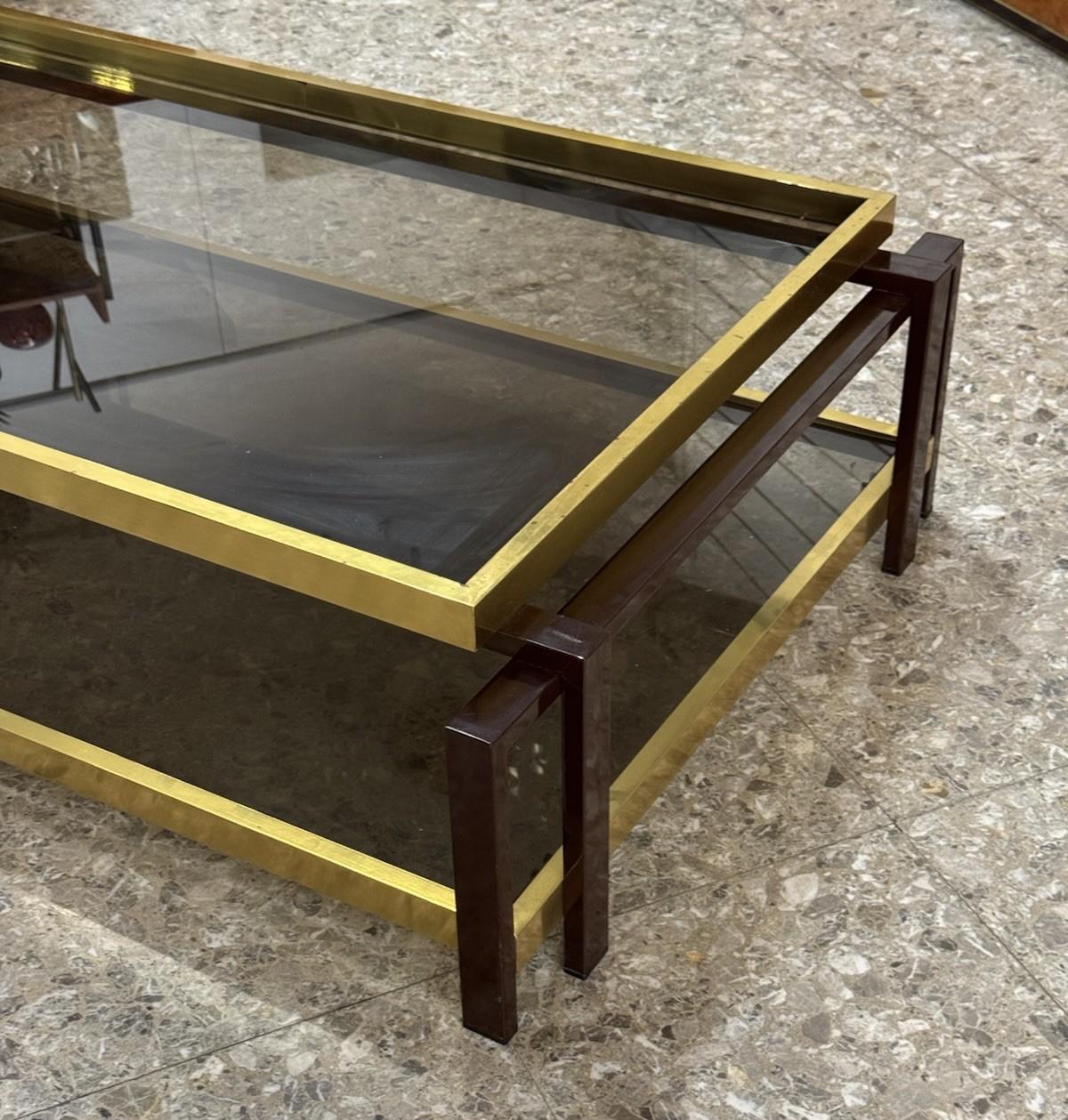 Tavolo Da Salotto Hollywood Regency Anni ‘70 Geometrico Metallo Dorato im Zustand „Gut“ im Angebot in Taranto, IT