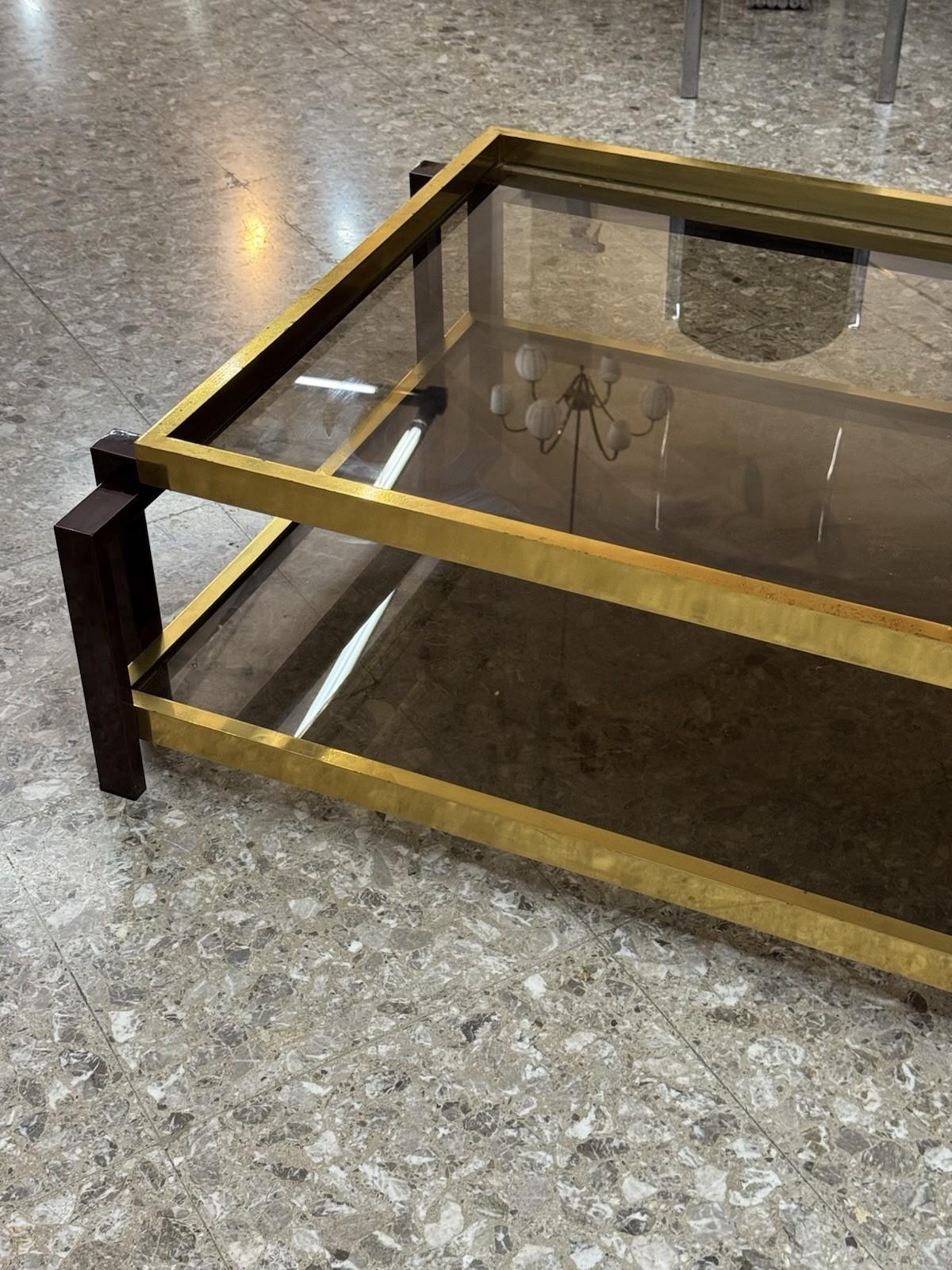 Tavolo Da Salotto Hollywood Regency Anni ‘70 Geometrico Metallo Dorato im Angebot 1