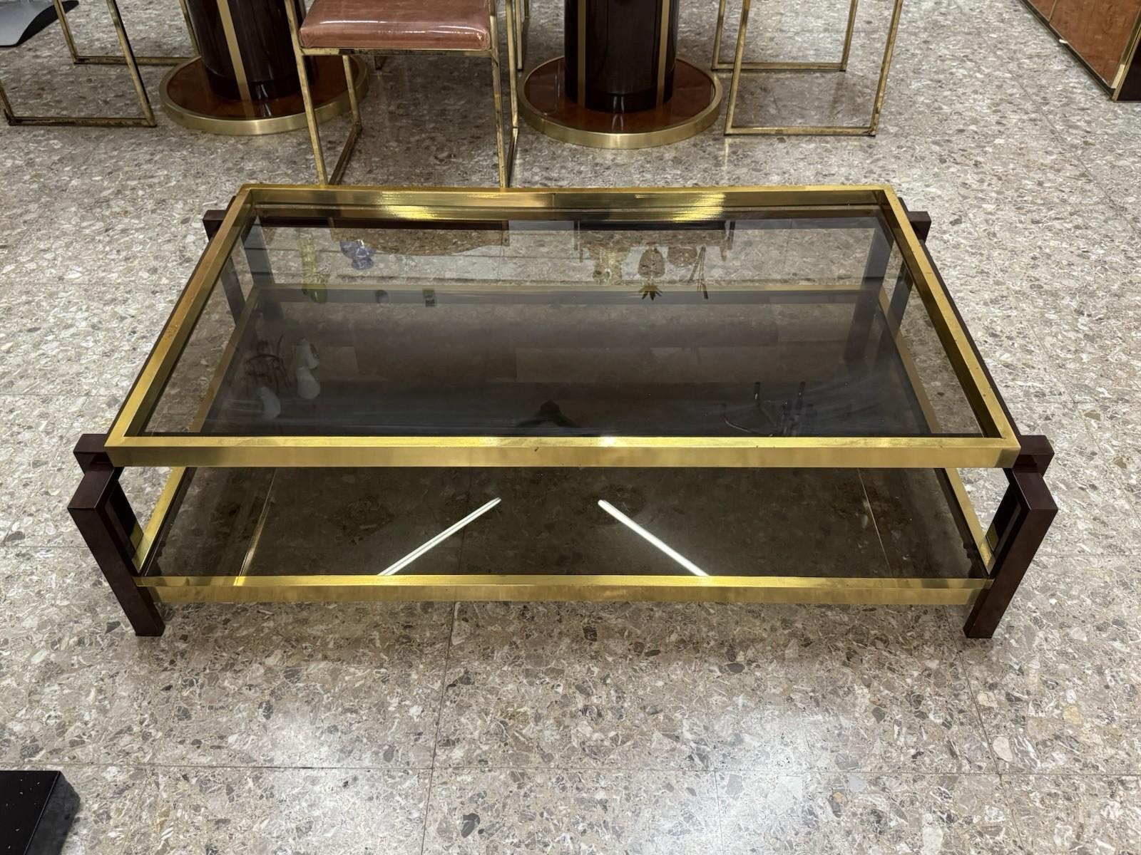 Tavolo Da Salotto Hollywood Regency Anni ‘70 Geometrico Metallo Dorato im Angebot 3