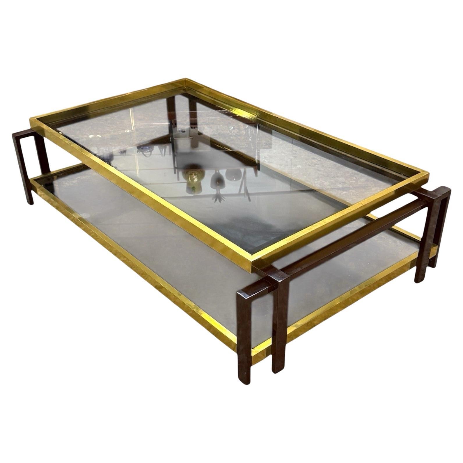 Tavolo Da Salotto Hollywood Regency Anni ‘70 Geometrico Metallo Dorato im Angebot