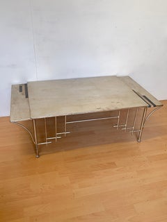 Modern Living Room Table with Silver Steel Frame, Lake Como, 1980s