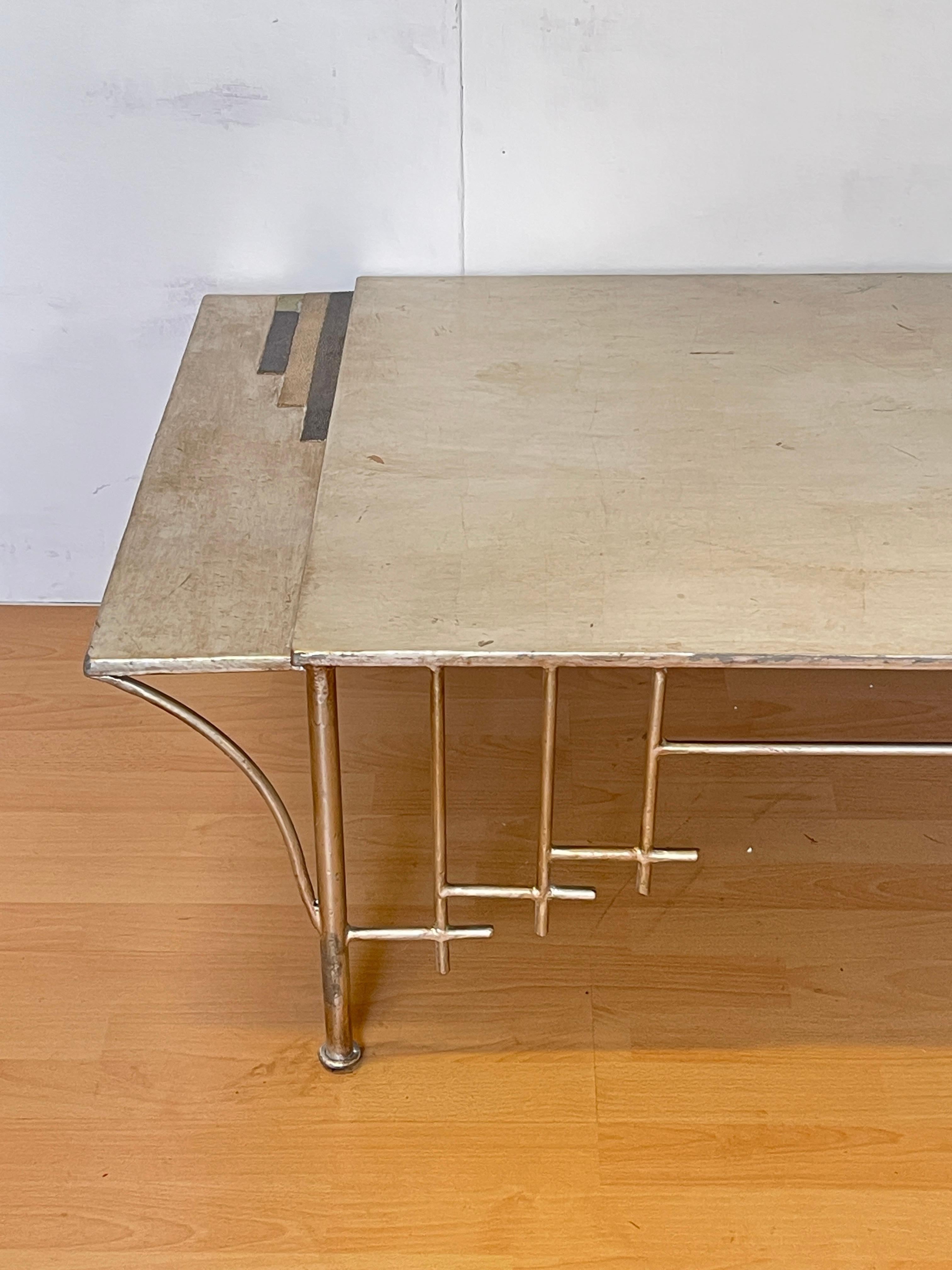 Moderne Table de salon moderne avec structure en acier argenté, lac de Côme, 1980 en vente