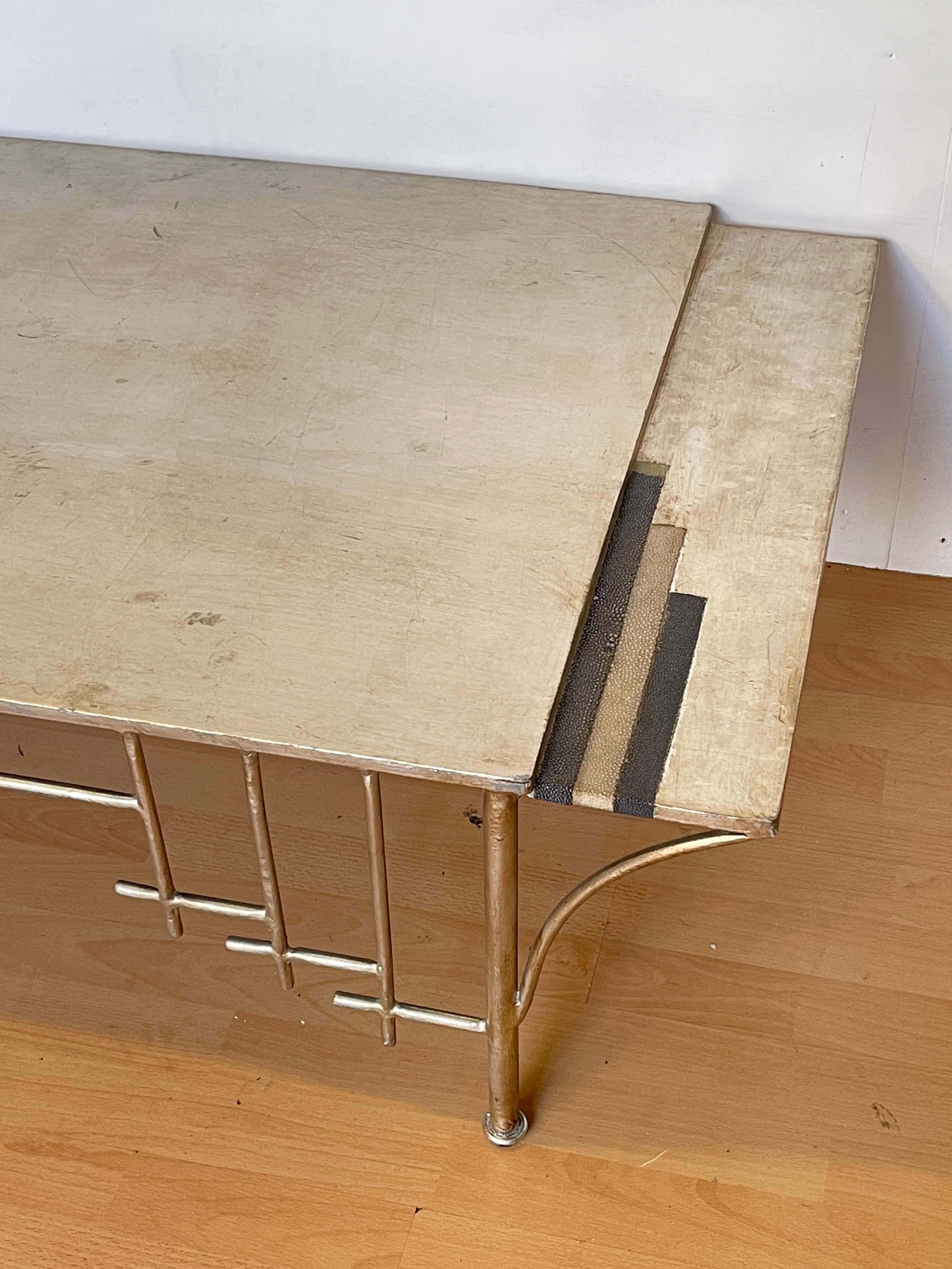Fait main Table de salon moderne avec structure en acier argenté, lac de Côme, 1980 en vente
