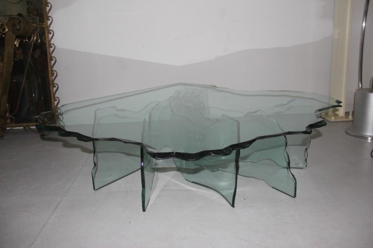 Sheel Lounge Tisch Danny Lane für Fiamm 1980 dickes Kristall (Moderne) im Angebot