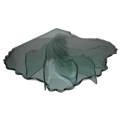 Sheel living room table Danny Lane for Fiamm 1980 thick crystal
