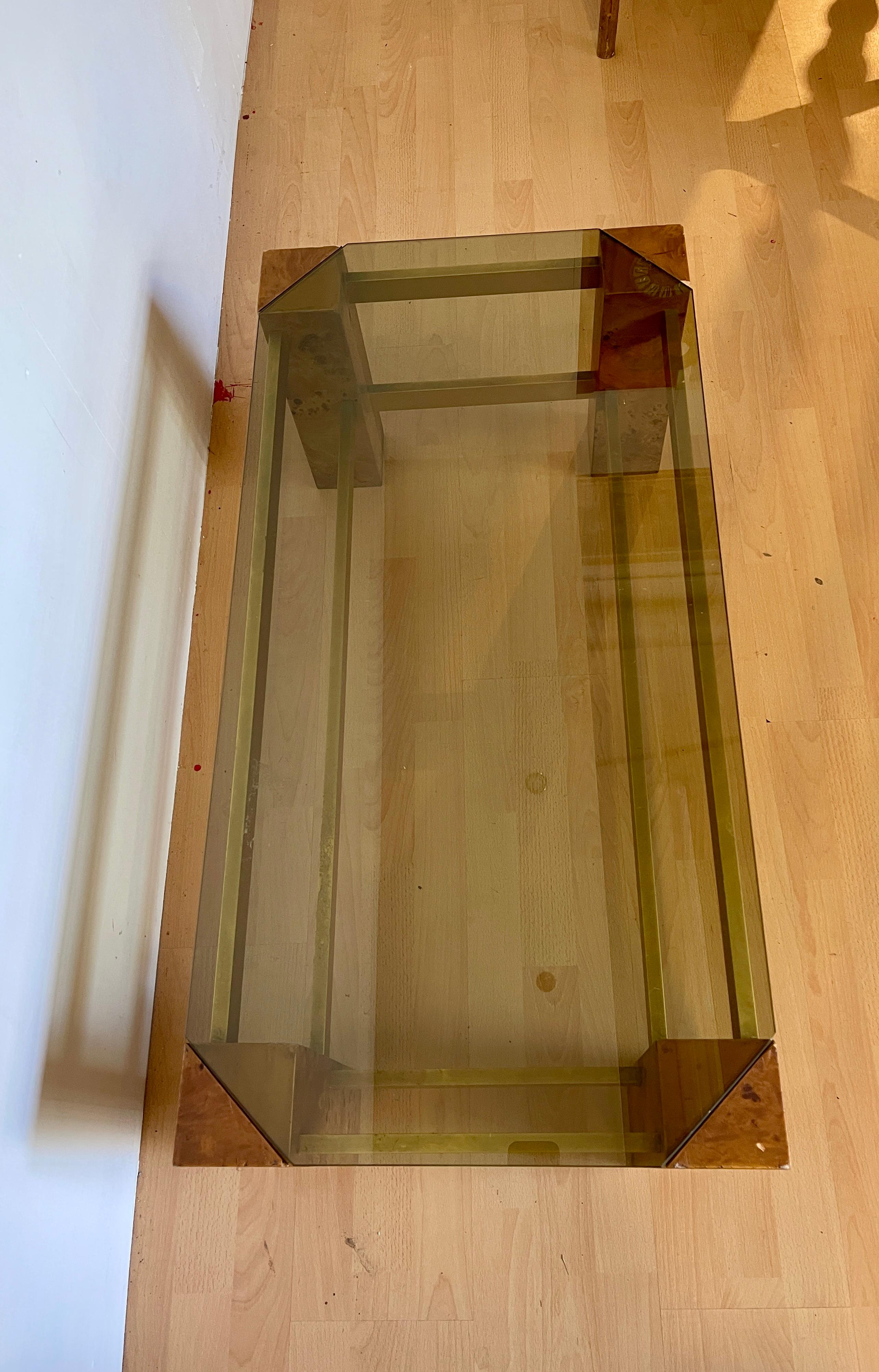 Tavolo da salotto in legno di radica Italiano stile Willy Rizzo Anni '80 im Angebot 3
