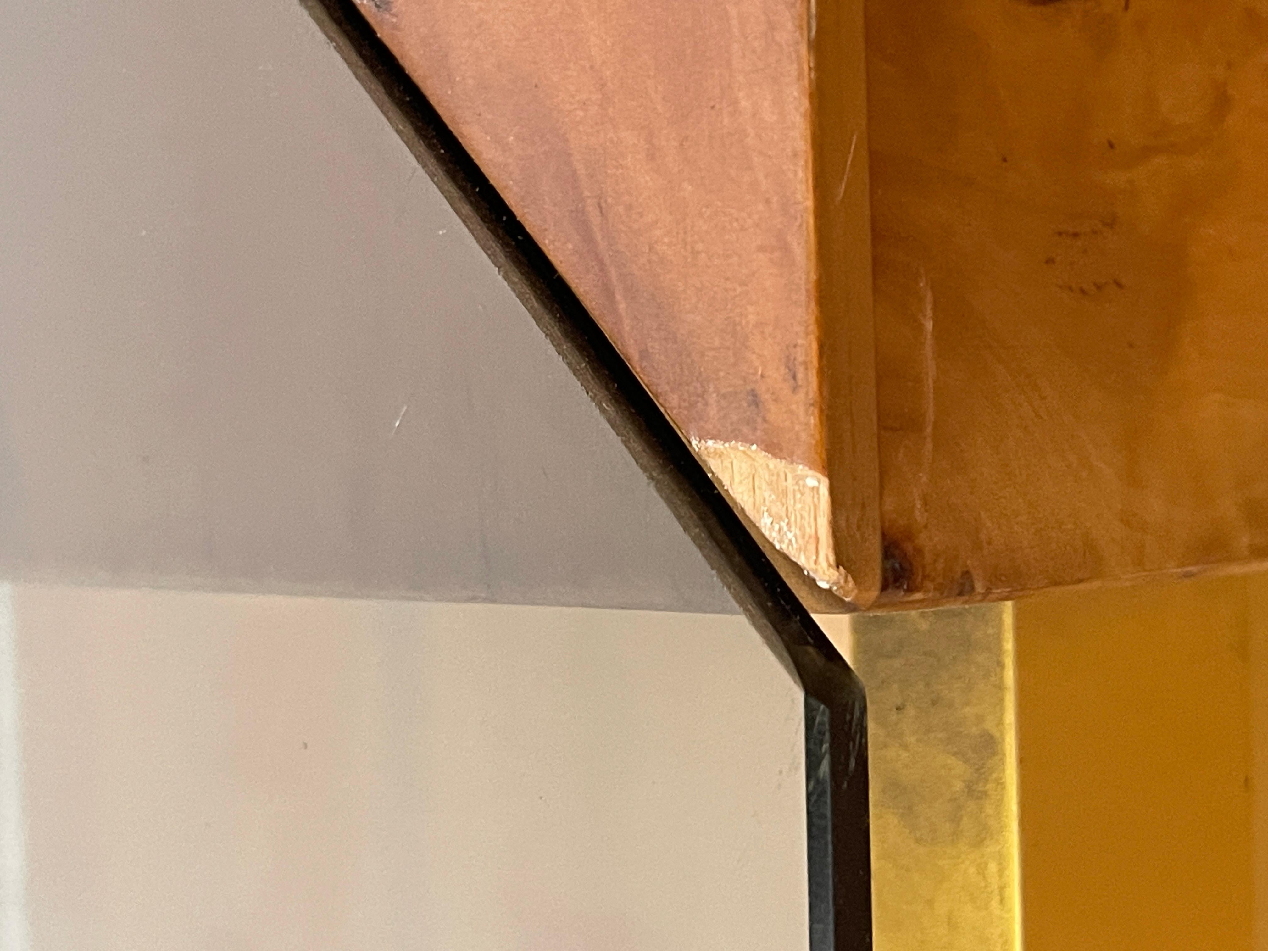 Tavolo da salotto in legno di radica Italiano stile Willy Rizzo Anni '80 im Angebot 6