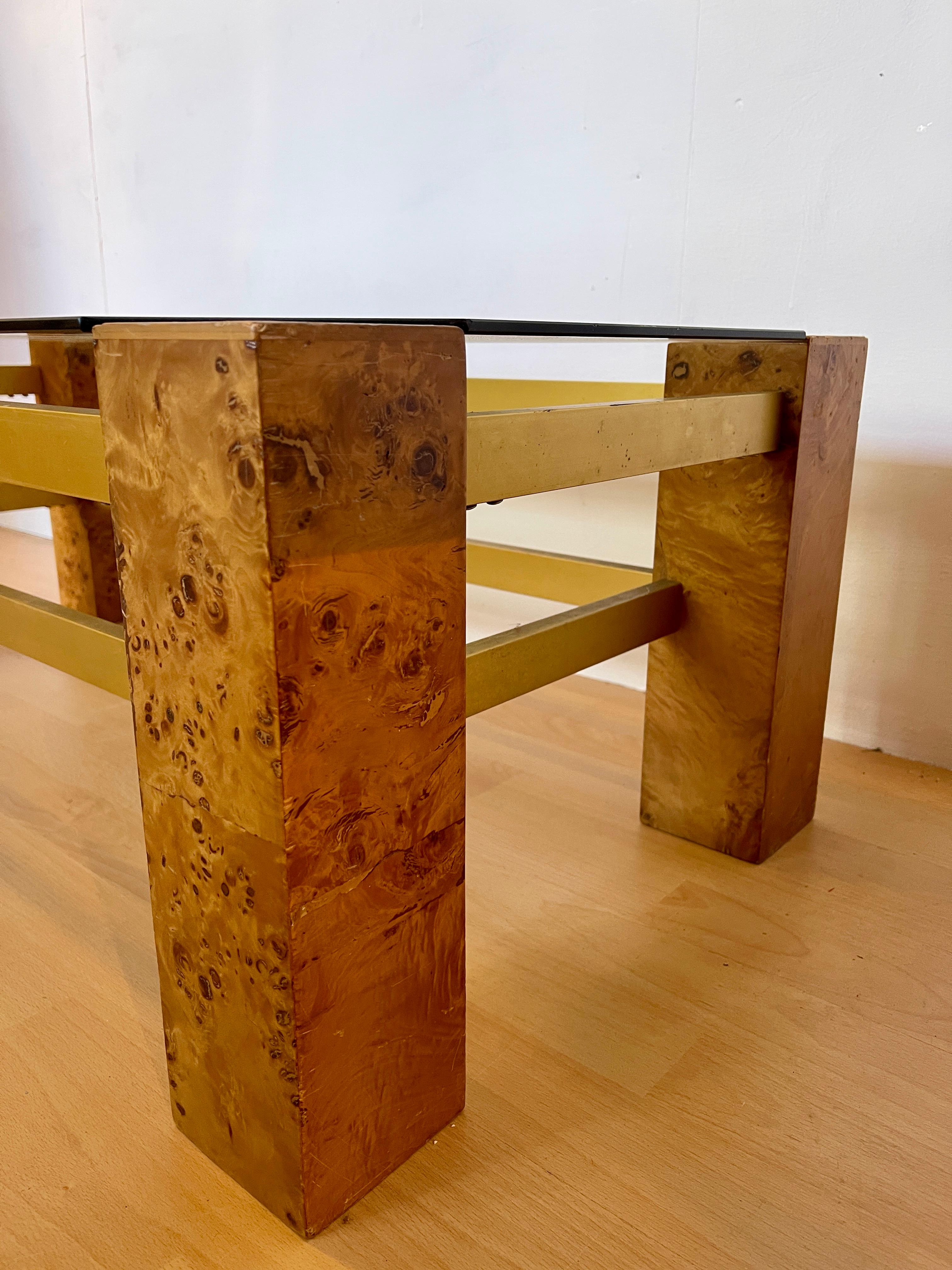 Tavolo da salotto in legno di radica Italiano stile Willy Rizzo Anni '80 im Angebot 7