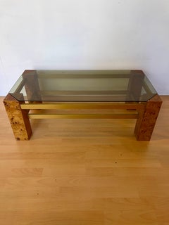 Italian burl wood living room table Willy Rizzo style 1980s