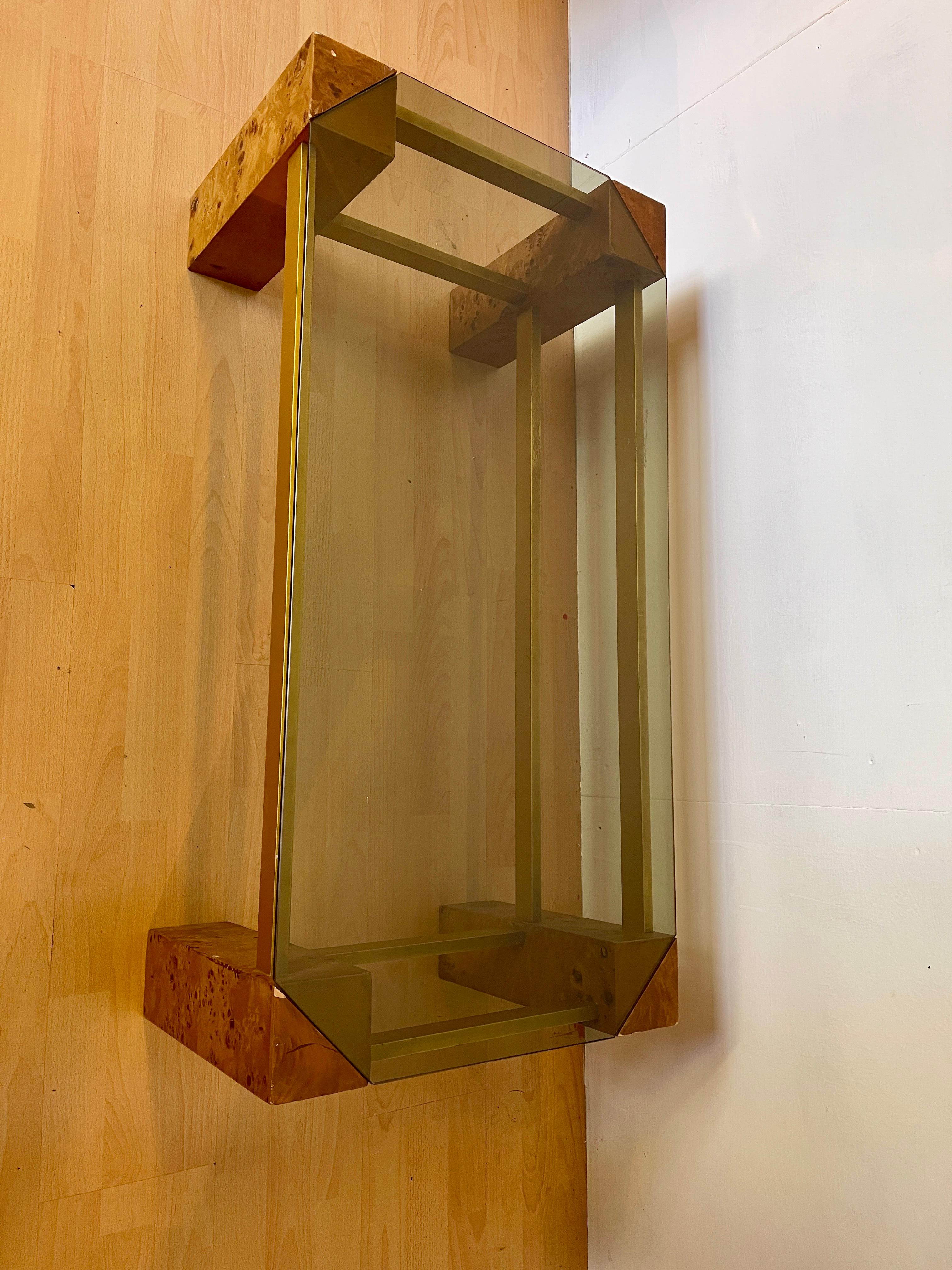 Tavolo da salotto in legno di radica Italiano stile Willy Rizzo Anni '80 im Zustand „Gut“ im Angebot in Cantù, IT