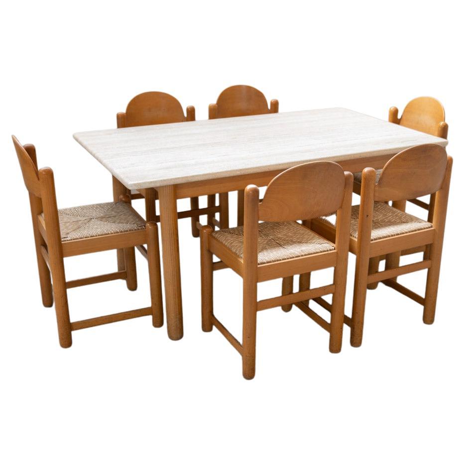 Tisch und 6 Stühle Hank Lowenstein Padova vintage, aus den 1970er Jahren im Angebot