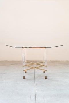 Tavolo esagonale in vetro di Sandro Petti, per Angolometallarte, 1970s