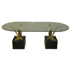 Mesa de bronce, latón y cristal de Gianni Versace para Versace Home