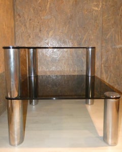 Crystal and steel table by Marco Zanuso for Zanotta, Italy, 1960s