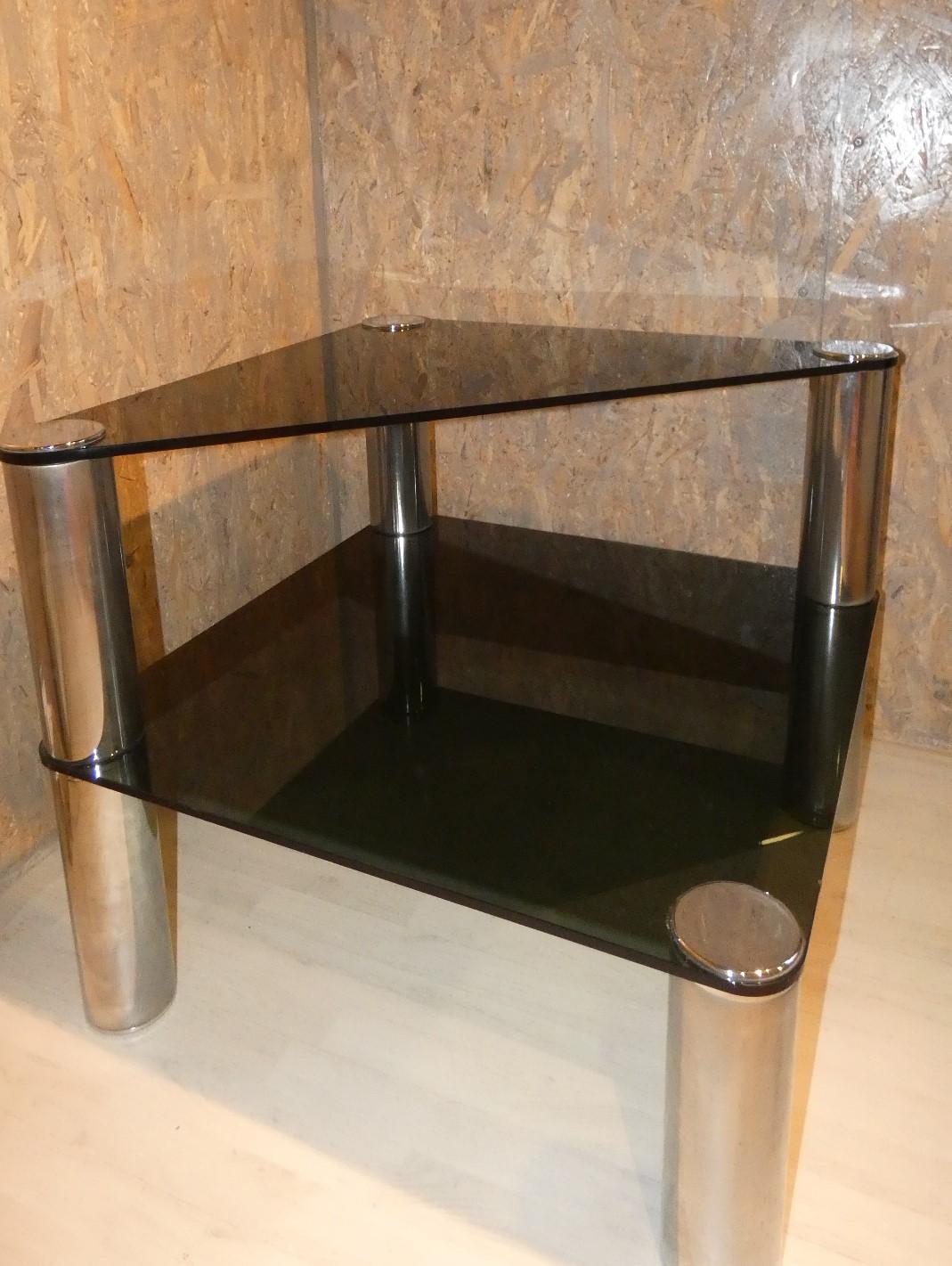Mid-Century Modern Crystal and steel table by Marco Zanuso for Zanotta, Italy, 1960s For Sale