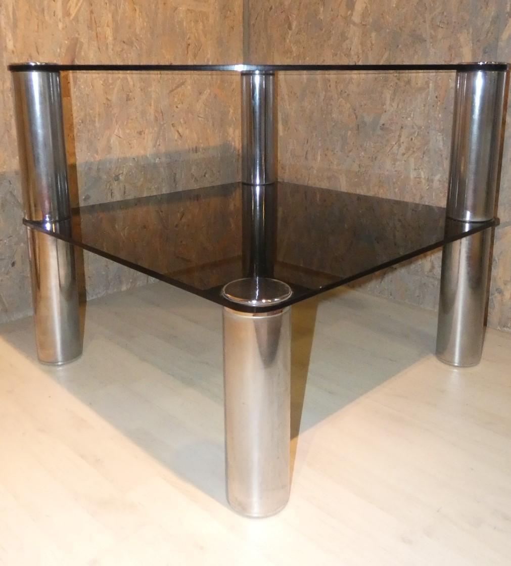 Italian Crystal and steel table by Marco Zanuso for Zanotta, Italy, 1960s For Sale