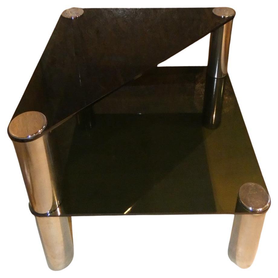 Table en cristal et acier par Marco Zanuso pour Zanotta, Italie, années 1960 en vente