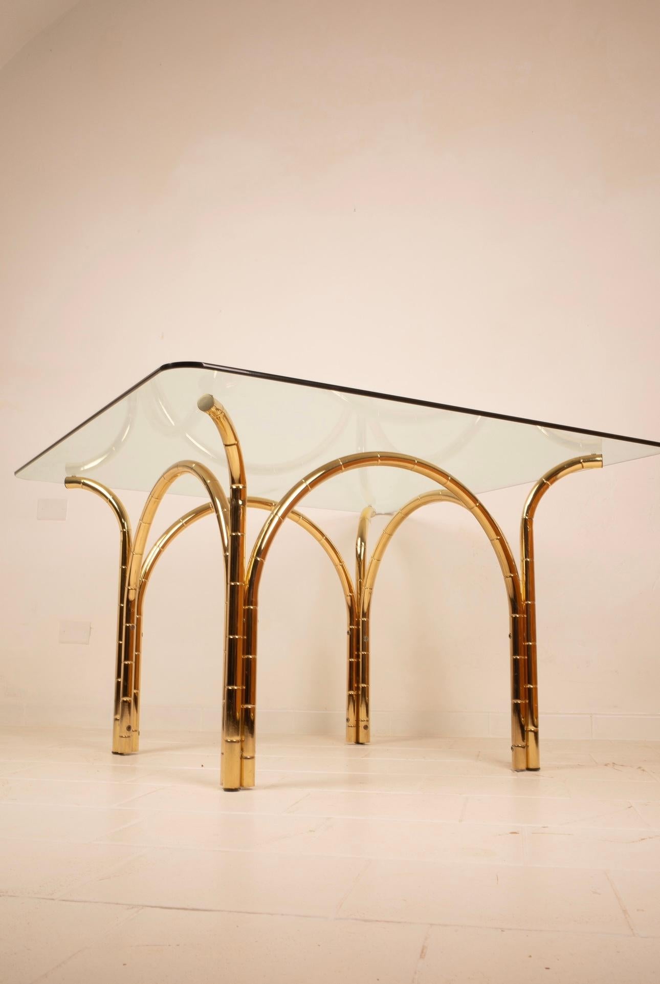 Table en cristal et laiton 1970 Manufacture italienne en vente 3
