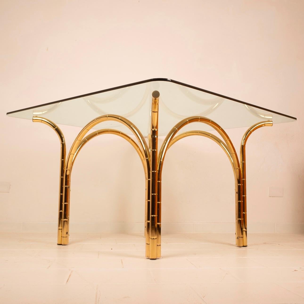 Table en cristal et laiton 1970 Manufacture italienne en vente 4