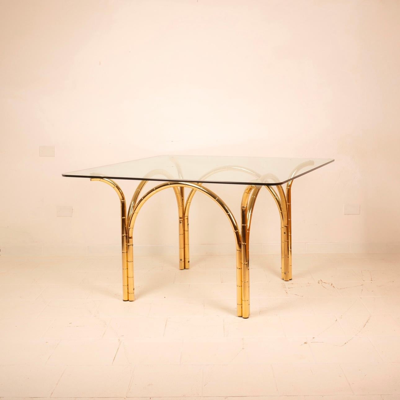 Table en cristal et laiton 1970 Manufacture italienne en vente 7