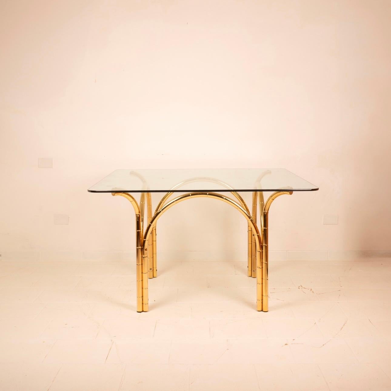 Table en cristal et laiton 1970 Manufacture italienne en vente 8