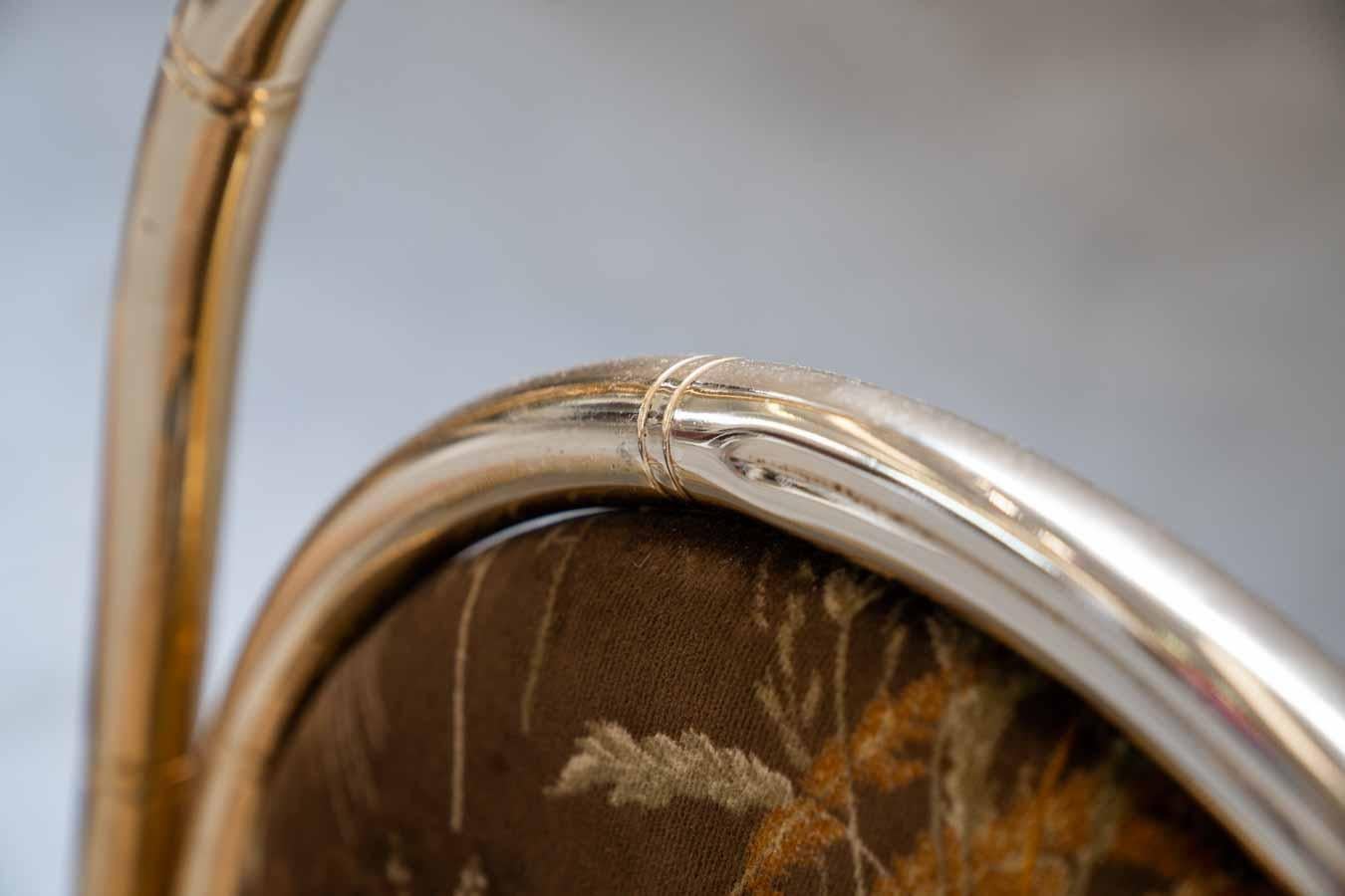1970 Tavolo in Ferro Verniciato Oro E 4 Sedie Con Seduta E Schienale Originali im Angebot 4