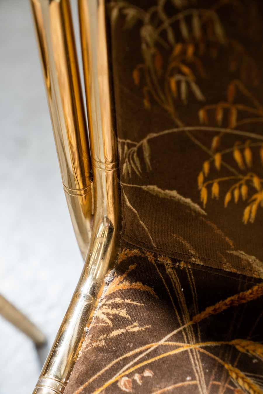 1970 Tavolo in Ferro Verniciato Oro E 4 Sedie Con Seduta E Schienale Originali im Angebot 6