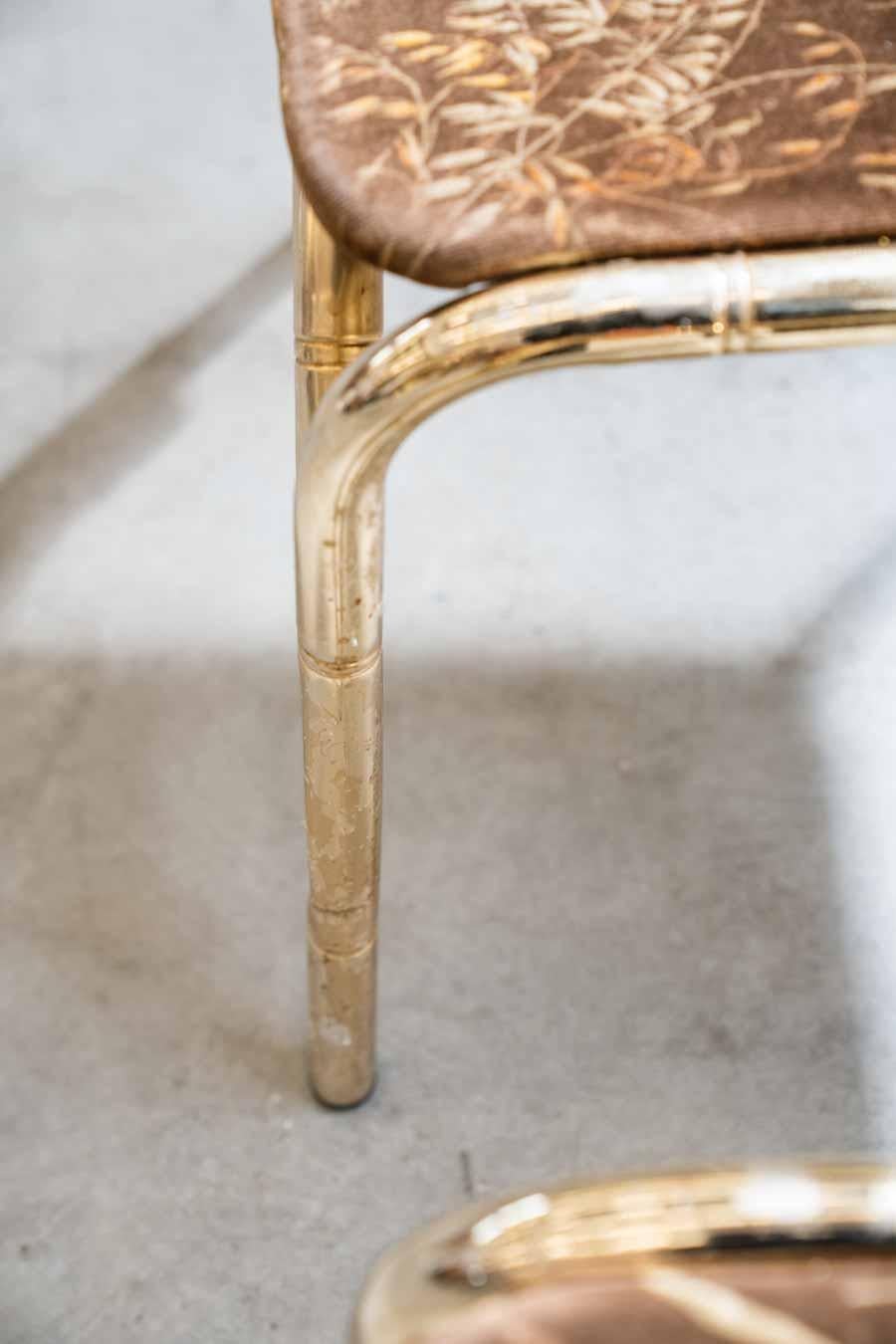 1970 Tavolo in Ferro Verniciato Oro E 4 Sedie Con Seduta E Schienale Originali im Angebot 8