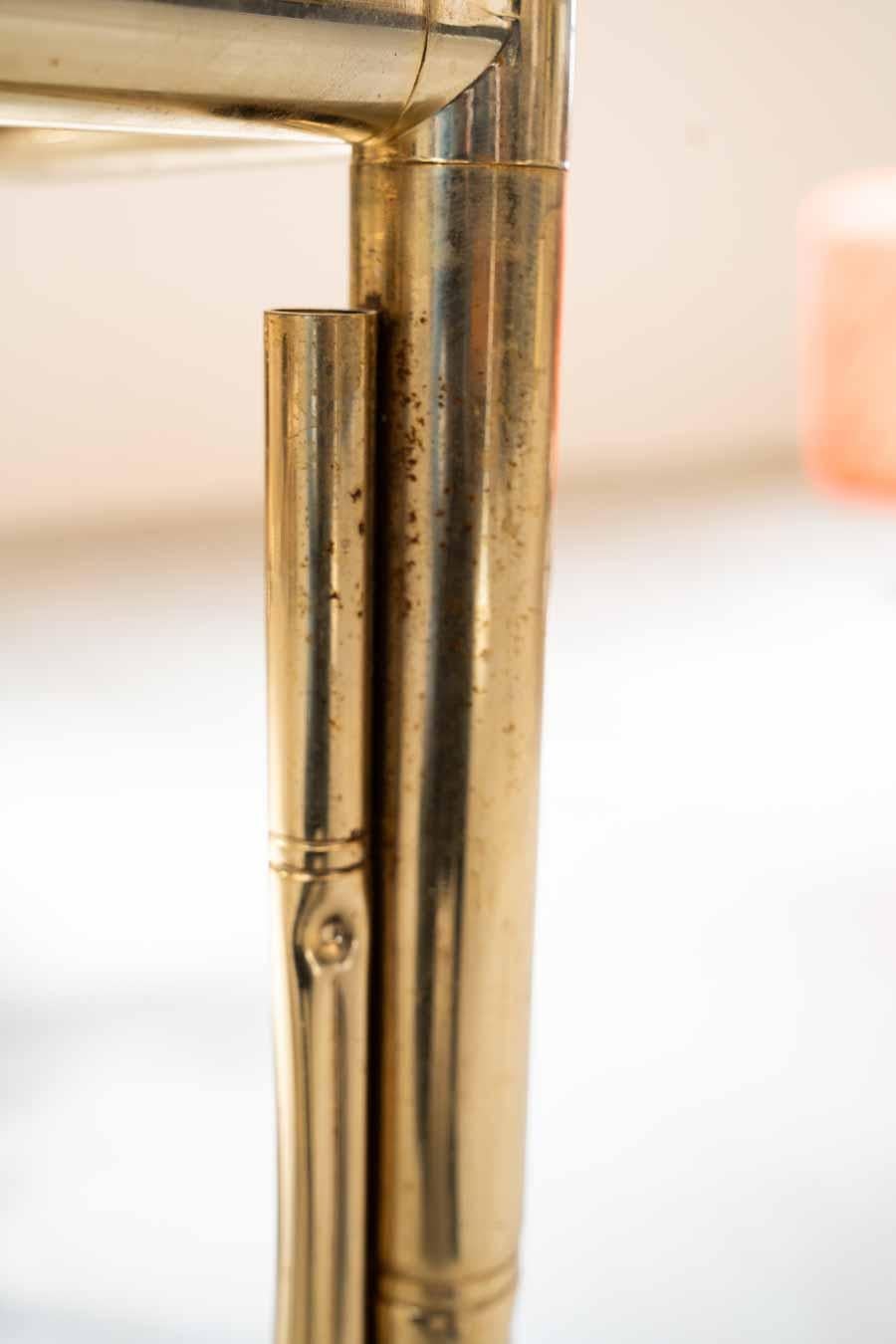 1970 Tavolo in Ferro Verniciato Oro E 4 Sedie Con Seduta E Schienale Originali im Angebot 11